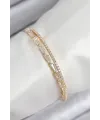 ietaks™ Pirinç Zirkon Taşlı Su Yolu Model Gold Renk Kadın Bileklik