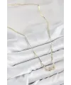 ietaks™ Pirinç Zirkon Taşlı Tifany Model Ezme Zincir Gold Renk Kadın Kolye