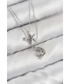 ietaks™ Pirinç Zirkon Taşlı Yıldız Ve Ay Model Gümüş Renk Kadın Kolye