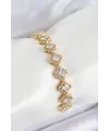 ietaks™ Pirinç Zirkon Taşlı Yonca Baget Model Gold Renk VIP Seri Kadın Bileklik