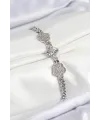 ietaks™ Pirinç Zirkon Taşlı Yonca Model Gümüş Renk Kadın Bileklik