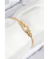 ietaks™ Pirinç Zirkon Taşlı Zincir Model Gold Renk Asansörlü Kadın Bileklik