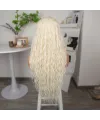 Platin Uzun Afro Dalga Fiber Sentetik Tül Peruk