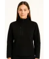 Polar Kazak – Dik Yaka, Yarım Fermuarlı, Fermuarlı Göğüs Cepli, Siyah Biyeli, Kışlık Rahat Regular Fit Günlük Model - Siyah