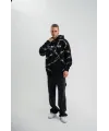 POLIZEI Premium Kalite Kapşonlu Varak Ve Pano Baskılı SweatShirt - Siyah