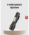 Profesyonel 4 Modlu Şarjlı El Feneri | 1300 Mah Batarya | Cree Led Teknolojisi
