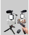 Profesyonel Vlog Çekim Kiti Led Işıklı Tripod Mikrofonlu Telefon Seti