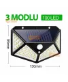 Projektör 100 Ledli Işık Sensörlü Güneş Enerjili Solar Lamba