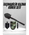 Pusulalı Katlanabilen Portatif Çantalı Mini Kazma Kürek Seti