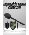 Pusulalı Katlanabilen Portatif Çantalı Mini Kazma Kürek Seti