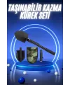 Pusulalı Katlanabilir Kazma Kürek Kamp Seti Kamp Küreği Portatif Çantalı