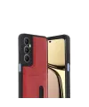 Realme C65 Sara Kartvizitli Deri Kılıf - Kırmızı
