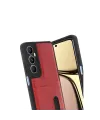 Realme C65 Sara Kartvizitli Deri Kılıf - Kırmızı