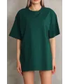 Regular Fit Tişört Bisiklet Yaka Yazlık Kısa Kol Basıc T-Shirt - Yeşil