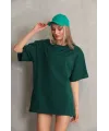Regular Fit Tişört Bisiklet Yaka Yazlık Kısa Kol Basıc T-Shirt - Yeşil