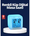 Renk Değiştiren Led Alarmlı Dijital Küp Masa Saati