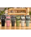Renkli 700 ml Taşıma Kulplu Paslanmaz Çelik Termos Mug Bardak