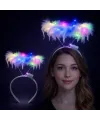 Renkli Led Işıklı Beyaz Tüylü Püsküllü Parti Tacı