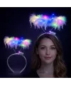 Renkli LED Işıklı Beyaz Tüylü Püsküllü Parti Tacı
