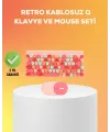 Renkli Retro Tuş Takımlı Klavye – 3 Cihaz Bağlantısı, Medya Kısayol Tuşları