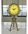 Retro Antique Üç Ayaklı Metal Eskitme Masa Saati