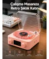 Retro Bluetooth Hoparlör – Kristal Ses, Gece Lambası, Saatli Tasarım Yeni Nesil