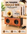 Retro Gramofon Tasarımlı Bluetooth Hoparlör – 3d Stereo Ses, 1800 Mah Batarya