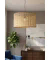 Retro Hasır Kumaş Başlıklı Sarkıt Avize 35 CM