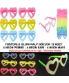 Retro Neon Fosforlu Kalp Gözlük 12 Adet – 80’ler 90’lar Parti Stili