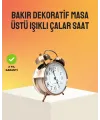 Retro Tarz Bronz Dekoratif Masa Saati Metal Gövde Yüksek Sesli Alarm