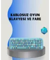 Retro Tarz Kablosuz Klavye Mouse Seti – 104 Tuşlu, Ergonomik Tasarım