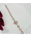 Rodyum+rose  Zirkon Taşlı Pirinç Bileklikler 19 Cm - IEG0054