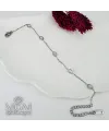 Rodyum Sedef Taşlı Çelik Bileklikler 16+5 Cm Uzatma Payı - Kbl0099