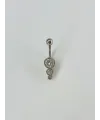 Rodyum Zirkon Taşlı Bar Ve Top: Çelik Göbek - Pg0036