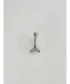 Rodyum Zirkon Taşlı Bar Ve Top: Çelik Göbek - Pg0146