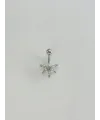 Rodyum Zirkon Taşlı Bar Ve Top: Çelik Göbek - Pg0154
