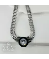 Rodyum Zirkon Taşlı Çelik Çelik Kolye 40+5 Cm - Kl0195