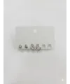 Rodyum  Zirkon Taşlı Pirinç Altılı  Kombin Küpe - Kp00567