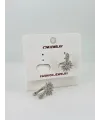 Rodyum Zirkon Taşlı Pirinç Küpeler - Kp00468