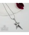 Rodyum Zirkon Taşlı Zincir : Çelik Çelik Kolye 40+5 Cm - Kl0212