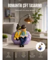 Romantik Çift Figürlü Okuyan Çift Masa Lambası Dekoratif Led Aydınlatma