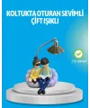 Romantik Çift Figürlü Okuyan Çift Masa Lambası Dekoratif Led Aydınlatma