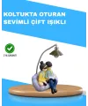 Romantik Çift Temalı Dekoratif Masa Lambası Yumuşak Led Işık