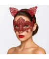 Romantik Kırmızı Dantel Maske Seti – Kedi Kulaklı Taç Ve Maske 3 No