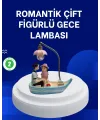 Romantik Sandal Üzerinde Çift Figürü Led Gece Lambası Masa Dekoru