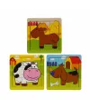 S00002907 WOODEN PUZZLE ANIMALS 9 PCS 3 AST