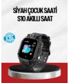 S10 Akıllı Çocuk Saati Siyah Model Çift Yönlü Konuşma Ve Sos