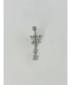 Sallantılı Çiçek Detaylı  Göbek Piercing - Pg0072