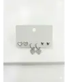 Sallantılı Kalp Detaylı Altılı Küpe - Kp00636