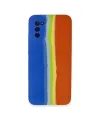 Samsung Galaxy A03s Kılıf Ebruli Lansman Silikon - Mavi-turuncu